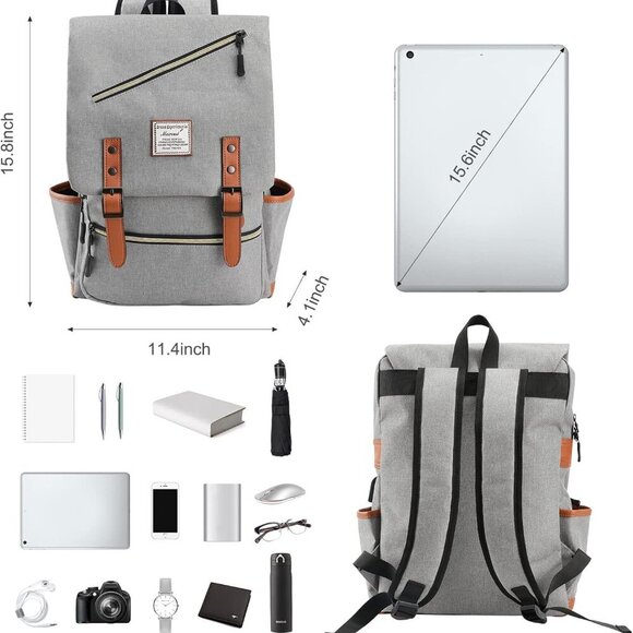 Vintage Laptop Backpack with USB Charging Port, Backpack for College Fits up to - Picture 3 of 6